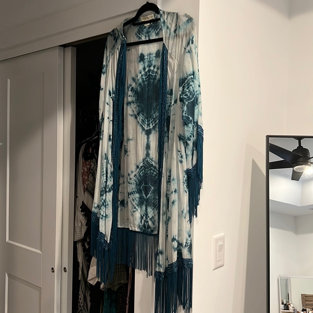 Boho tie die beach cover up